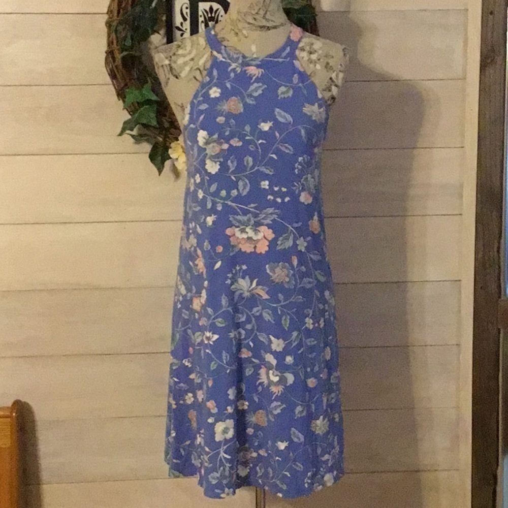 LOFT Light Blue Flower Dress S